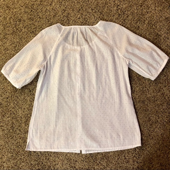 Chico’s Sheer Blouse White w/ Silver Metallic M/8 - Picture 4 of 15